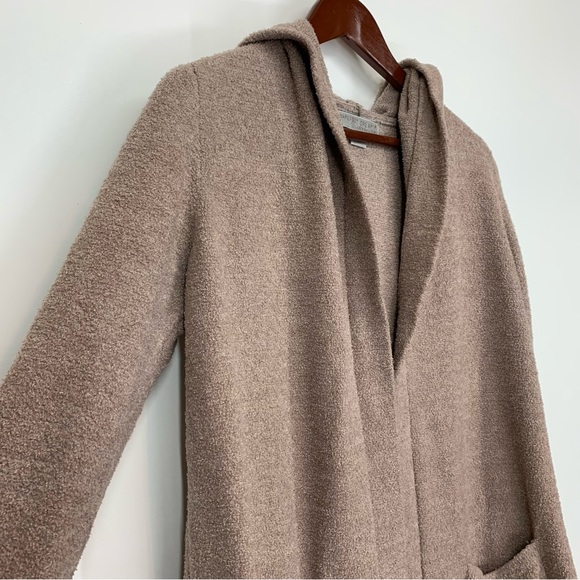 Barefoot Dreams Cozy Chic Lite Driftwood Hooded Resort Cardigan Taupe Brown - Picture 3 of 16